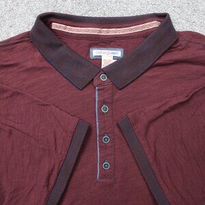 Carbon2Cobalt Polo Shirt Mens 2XL XXL Maroon Contrast Collar Cotton Short Sleeve